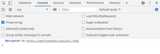 Preserve log in Chrome DevTools